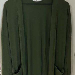 Carly Jean Los Angeles Olive Ribbed Cardigan